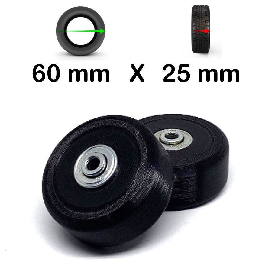 Pack 2 roulettes de bagages universelles 60mm x 25mm Large