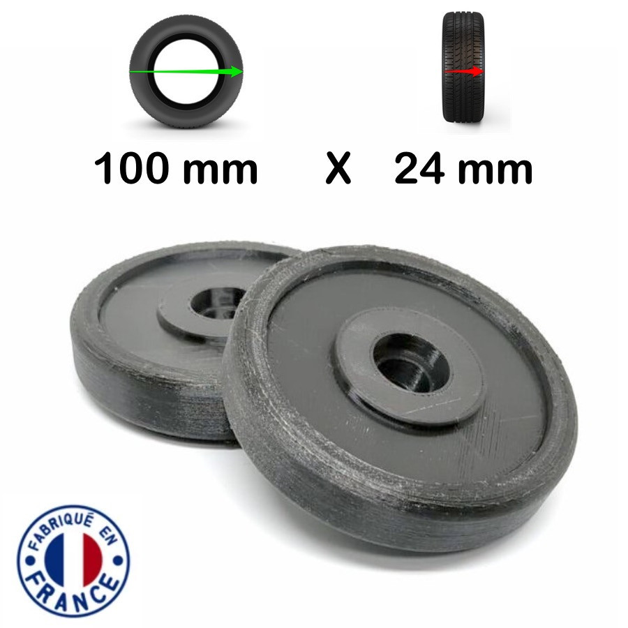 Pack 2 Roulettes universelles de sac de voyage 100mm x 24mm