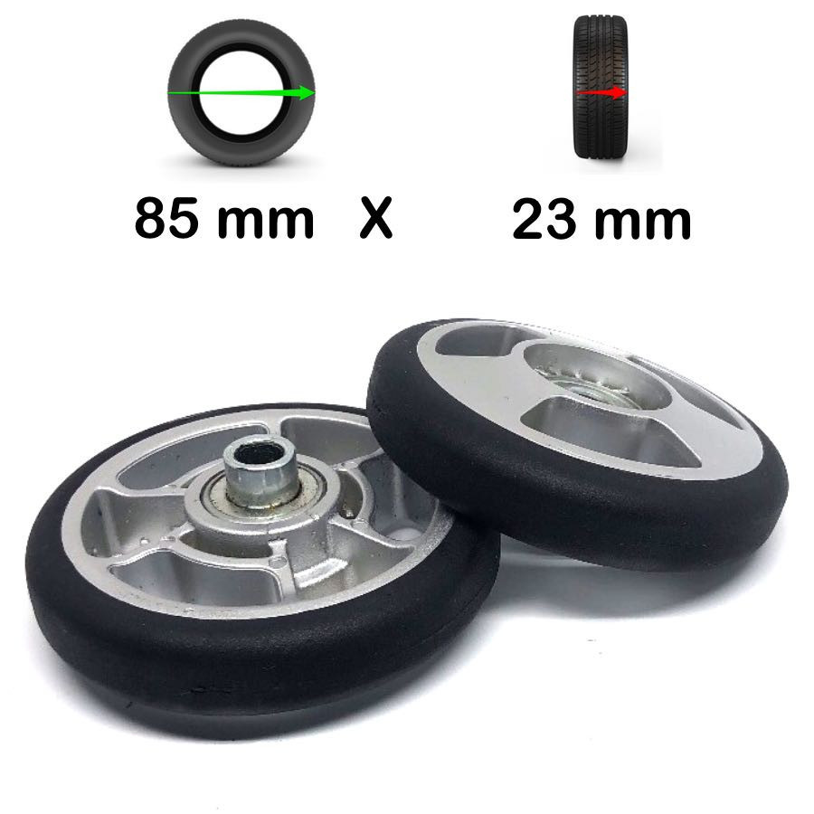 Pack 2 roulettes de bagages universelles Grises 85mm x 23mm