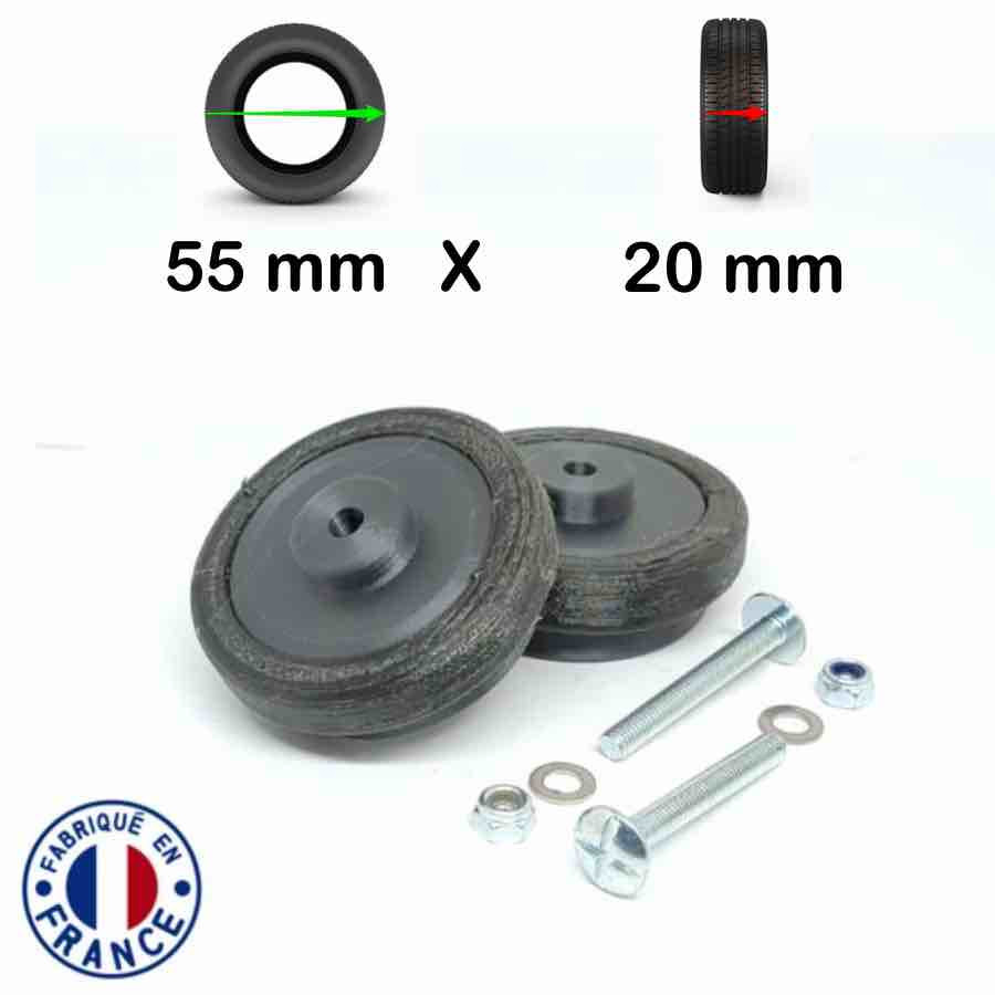Kit 2 roues de bagages universelles 55mm x 20mm I3D