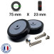 Pack 2 Roulettes universelles Valise Souple 75mm x 23mm