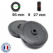 Pack 2 Roulettes de Valise 95mm x 27mm Pack 2 Roulettes de Valise 95mm x 27mm