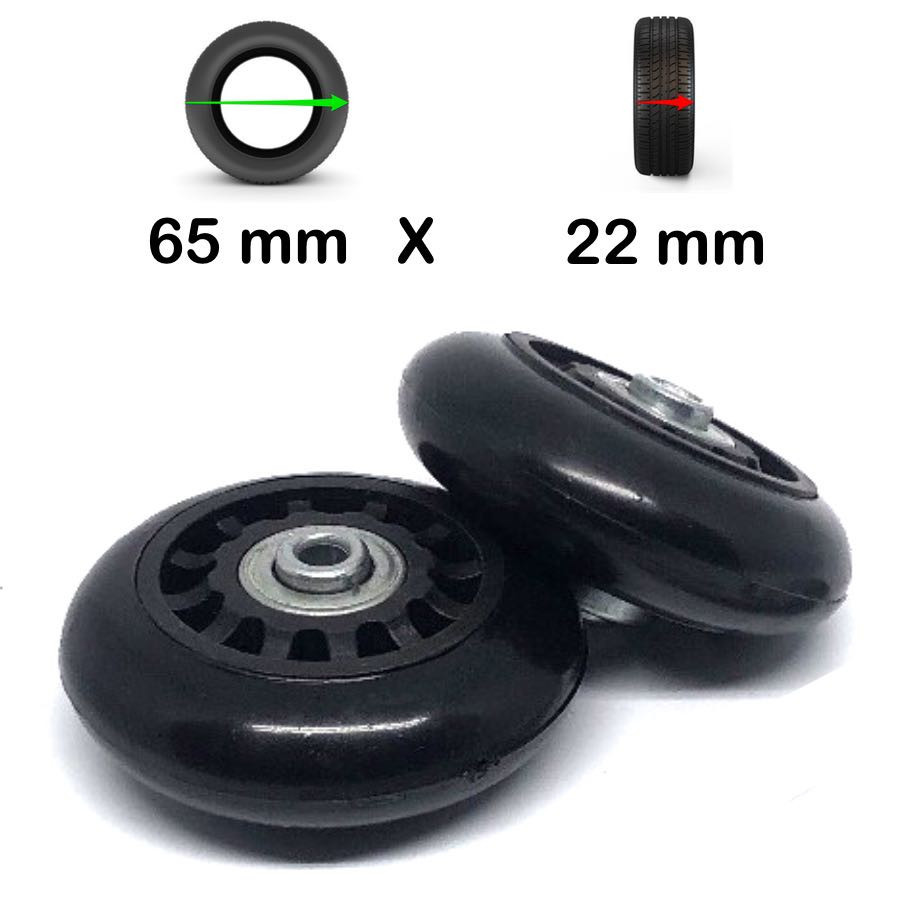 Pack 2 roulettes universelles de bagages Acier 65mm