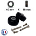 Pack 2 roulettes universelles de bagages 40mm Bearing