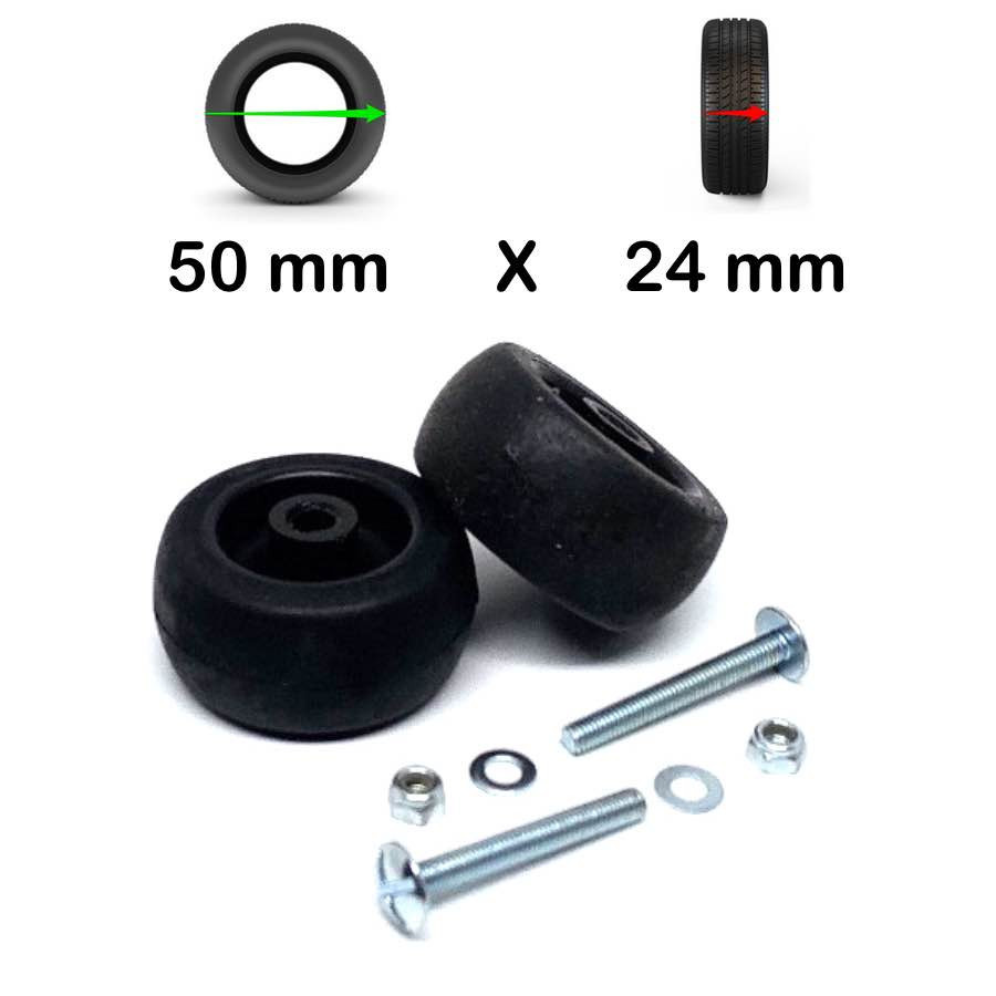 Pack 2 roulettes de bagages universelles 50mm x 24mm Monster