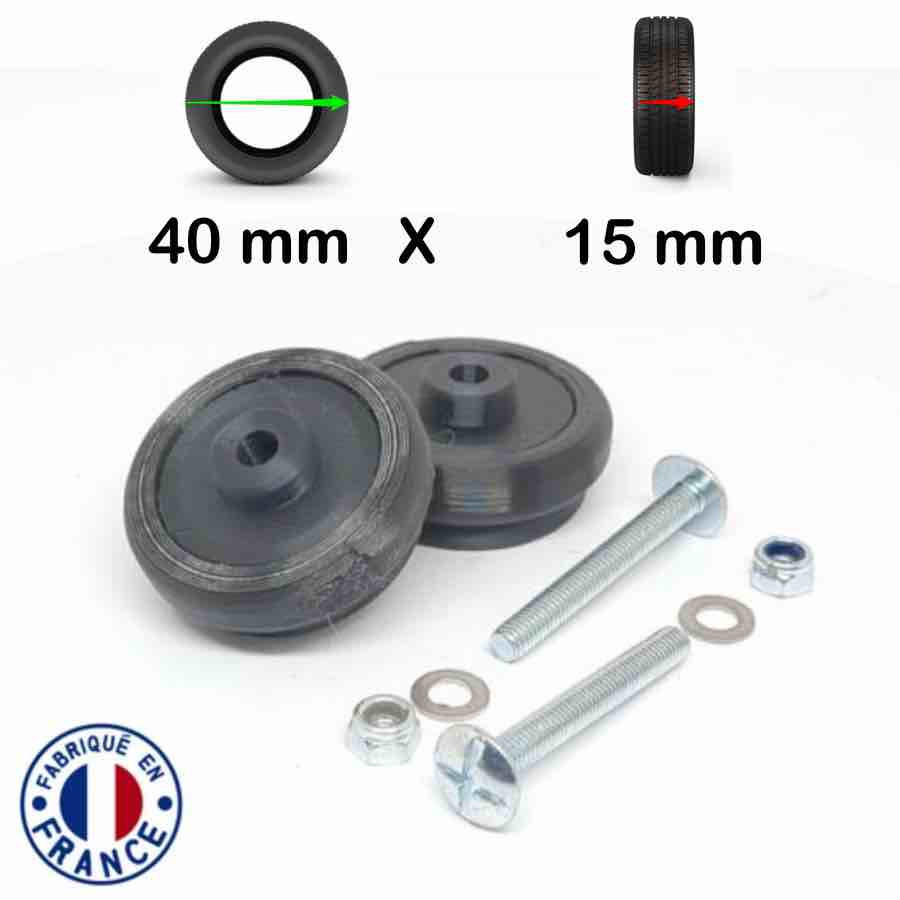 Pack 2 roulettes universelles de bagages Hummer Acier 40mm x 15mm