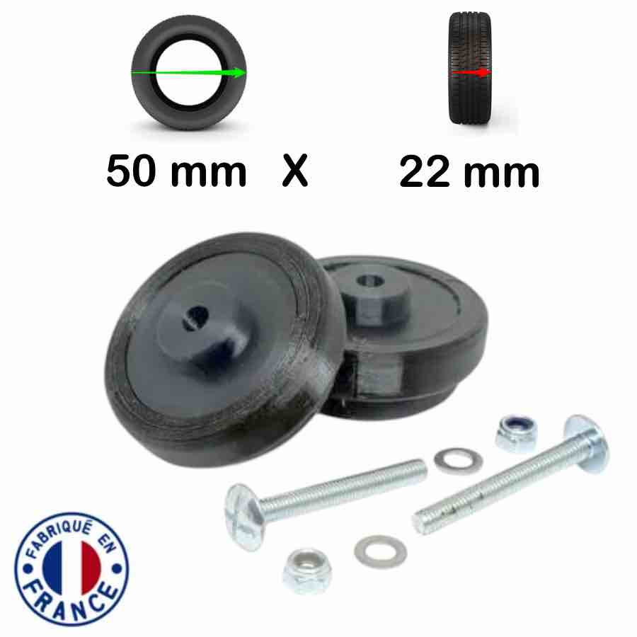 Kit 2 roues de bagages universelles 50mm x 22mm Large