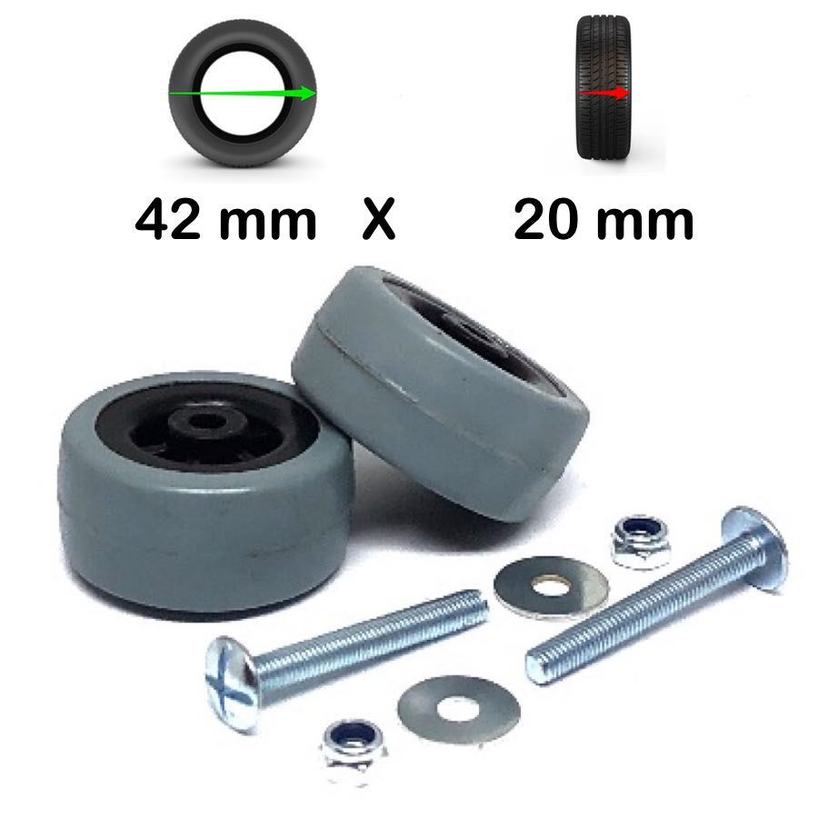 Pack 2 roulettes universelles de bagages 42mm x 20mm