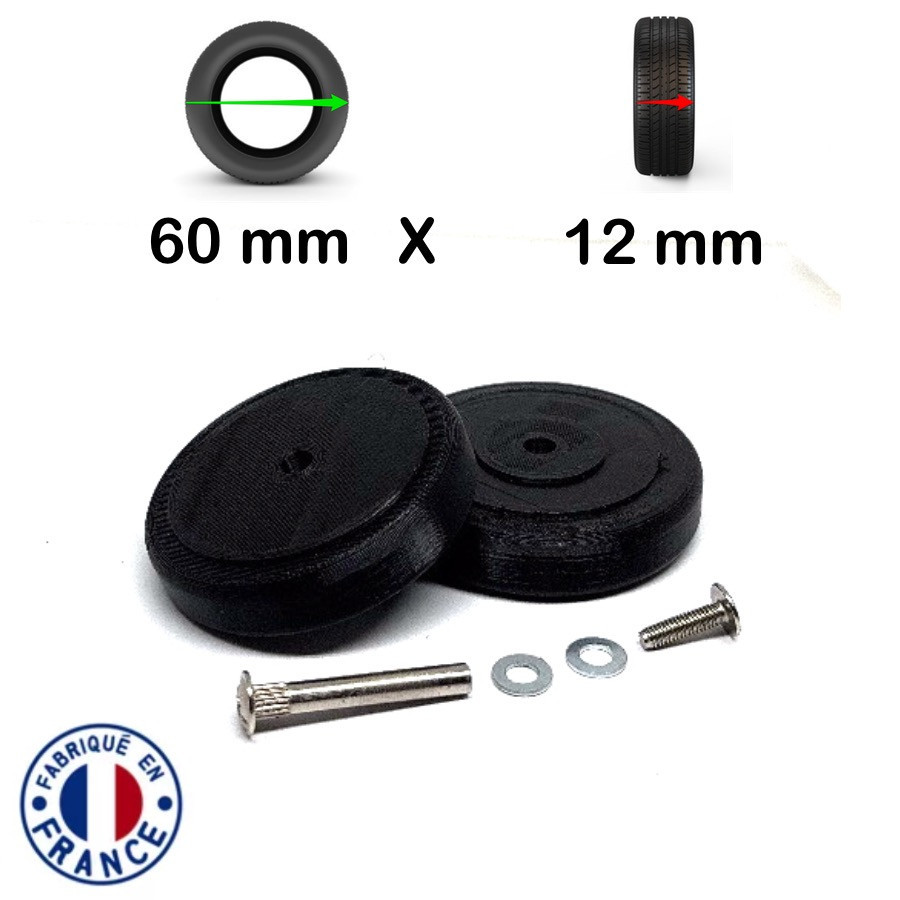 Pack 2 roulettes de bagages universelles 60mm x 12mm Pour réparer 1 Double Roue