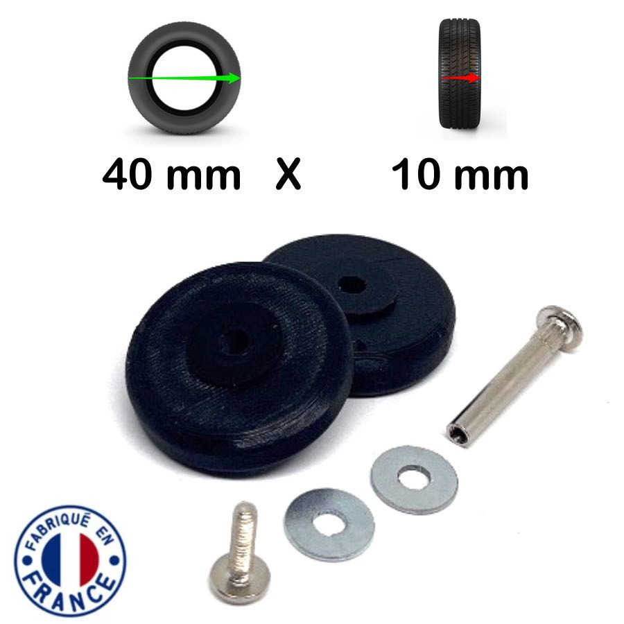 Kit 2 roues universelles de Bagages 40mm x 10mm pour Double Roue