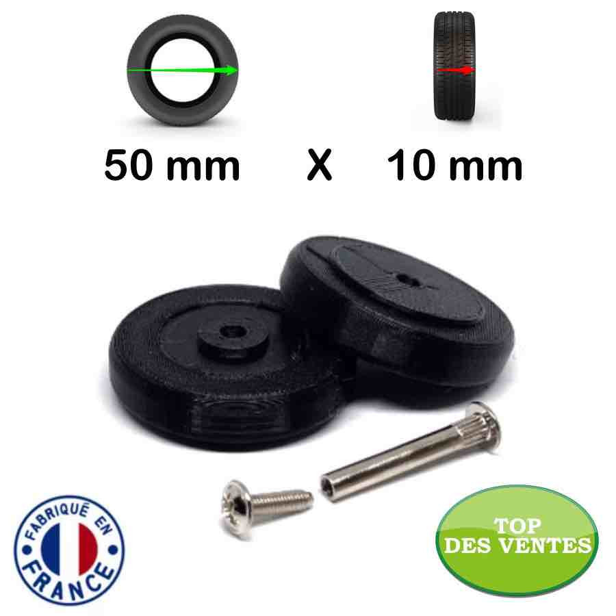 Pack 2 roulettes universelles de bagages Acier 50mm x 10mm pour réparer 1 Double Roue