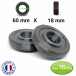 Pack 2 Roulettes universelles de sac de voyage 60mm x 18mm Pack 2 Roulettes universelles de sac de voyage 60mm x 18mm